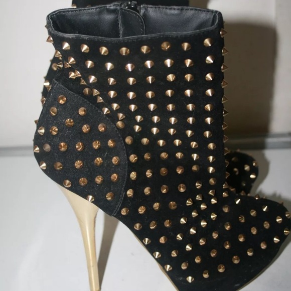 black studded high heel boots